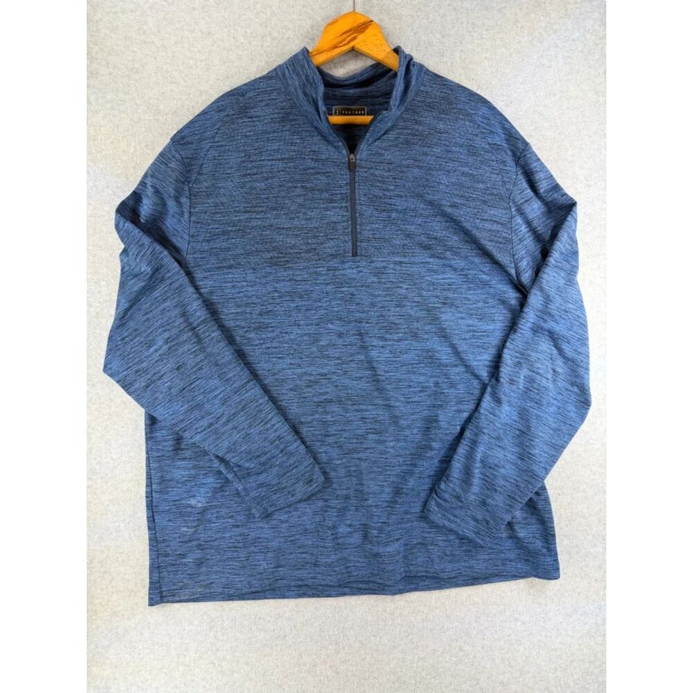 PGA Tour Men’s XXL Blue Heather Quarter Zip Golf Pullover Performance 3713